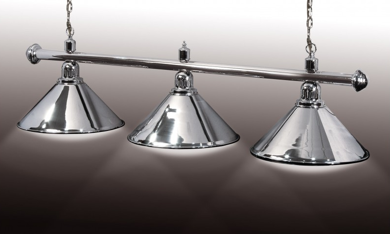 Lampada Da Biliardo Billiard-Royal - 3 Paralumi Blu Con Supporto Argento 150cm - Foto 1